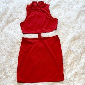 Red Cut Out Mini Dress